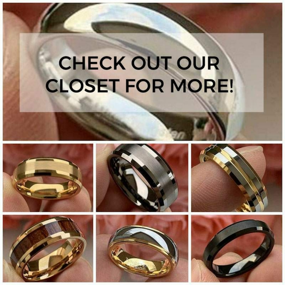 *NEW!* 8MM 14K Gold Tungsten Wedding Band - Picture 4 of 5